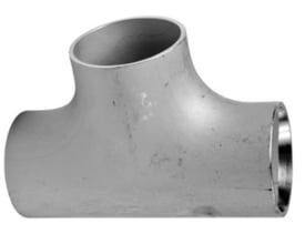 Presset svejsetee i syrefast stål 1.4432 med en diameter på 48,3 mm og en tykkelse på 2,0 mm, standard EN10253-3/4.