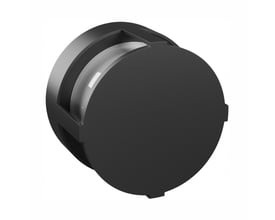 SpectrumLED rund sort CCT-væglampe på 10 W med cirkulær front og 360° lysspredning, set skråt forfra.