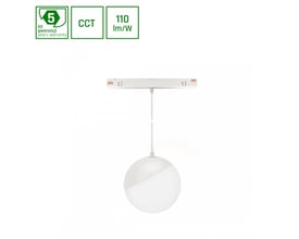 SpectrumLED System Shift CCT Globe P nedhængt kugle lampe til skinne, hvid, med 815mm kabel og 5W effekt.