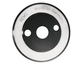 REMS skærehjul RF, vist fra en vinkel der fremhæver dets robuste design og materiale, ideel til Rems Cento RF rørskærer.