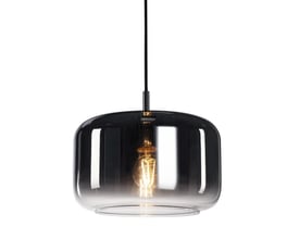 SLV PANTILO 28 pendellampe med røgfarvet glas skærm på 28 cm diameter og en synlig E27 pære.