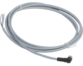 Schneider Electric sensorkabel XZCPV med 4-polet M8 hun vinkelstik, 2 meter PVC i grå farve med afskårne ender.