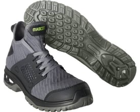 Mascot sikkerhedsstøvle F0133-996-09 i sort, størrelse 47, vist med sålen opad og siden til.