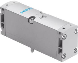 Festo pneumatikventil VSPA-B-M52-A-A1 i sølvfarvet metal med blå logo og mærkning på hvid baggrund.