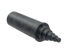 Sort Geberit FlowFit kalibreringsværktøj til 50-75mm rør, vist fra siden med en tydelig Geberit logo indgravering.