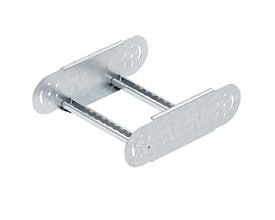 Detaljebillede af OBO Bettermann ledbøjning til kabelstige med sidehøjde 110mm og bredde 400mm, varmgalvaniseret.