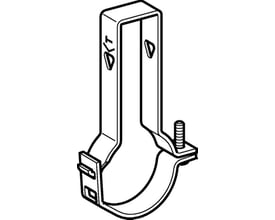 Teknisk skitse af Geberit Pluvia rørbærer for 110mm rør, der viser præcise mål og komponenter.