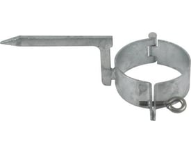 Galvaniseret hængselsstift til mur med en diameter på 87 mm, ideel til fastgørelse af nedløbsrør på murværk.