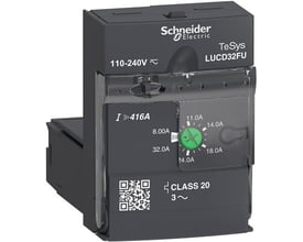 Schneider Electric TeSys LUCD32FU strømmodul med justerbar ampèrefunktion fra 8 til 32A, 110-240V.