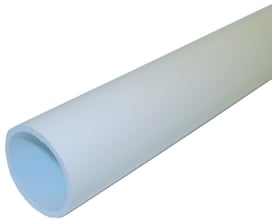 Hvidt plastrør med 32mm diameter og 250mm længde, fremstillet af syrefast materiale til afløbssystemer.