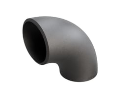 Indura 90° bøjning i P235GH-TC1 stål, 3D, 88,9x5 mm, med indgraveret logo, isoleret på hvid baggrund.