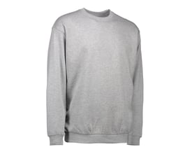 Bagfra af ID Identity Game sweatshirt i grå melange, str. 4XL, med rund hals og elastisk kant forneden.