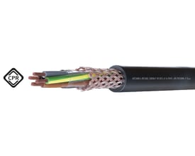 Ascable-Recael RC4Z1-K 1 kV 2x70 installationskabel med sort kappe, afisoleret ende og flettet kobberskærm.