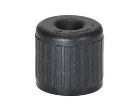 Siemens VXG44.15-0.25 3-vejs ventil med udvendigt gevind, PN16, DN15 og kvs 0.25. Det sorte plastikhus har en riflet overflade og en central åbning.