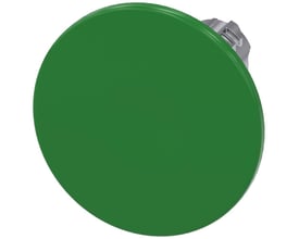 Siemens SIRIUS ACT paddetrykknap med stor rund grøn metalaktuator på 60mm diameter, momentan betjening.