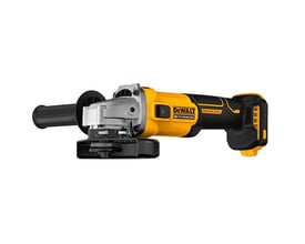 DeWalt 18V XR vinkelsliber DCG407N-XJ med 125 mm skivediameter, vist fra siden med gul og sort farve og et sidehåndtag.