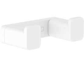 HansGrohe AddStoris dobbelt håndklædekrog i mat hvid metal med et minimalistisk design og to kroge.