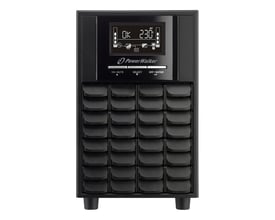 PowerWalker VI 3000 CW UPS på 3000 VA / 2100 W set forfra med display og batteridæksel.