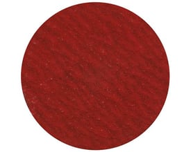 Rød, rund Tyrolit Qdisc lærred 50XR CA36 P93 hurtigskifteskive til slibning af stål og rustfrit stål.