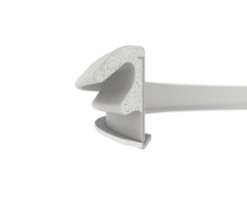 Q-LON 3073 tætningsliste i tværsnit, der viser den ydre gummi og indre skumstruktur til optimal tætning.