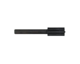 Slibebåndshoved fra Norton, 10x20 mm, set fra siden med 6 mm skaft, fremstillet af sort hård gummi.