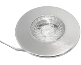 Nordtronic Gabriella møbelspot med Ø55 mm diameter i børstet aluminium og varmt 3000K lys.