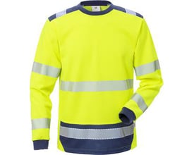 Kansas Fristad HiVis t-shirt 114100 i gul med marineblå detaljer ved hals og ærmer, str. L.