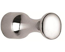 Enkel forkromet hospitalskrog fremstillet af metal med en skinnende, poleret overflade og en karakteristisk form med to afrundede ender.