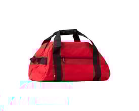 ID Identity Ripstop gym duffle sportstaske i klar rød med sorte stropper og lynlås, vist med håndtag og på hvid baggrund.