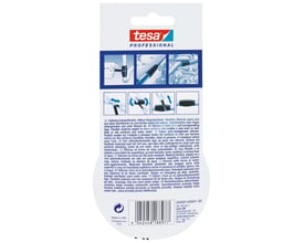 Tesa 4600 Xtreme Conditions tape, 25mm x 3m, sort. Bagsiden viser illustrationer af anvendelsesmuligheder og produktinformation.