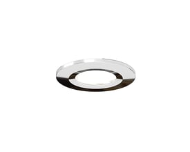 Ansell Lighting Prism Pro XM-front i krom med rund form og blank, reflekterende overflade, set skråt forfra.
