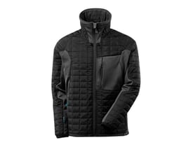 Mascot Advanced tofarvet termojakke i sort/mørk antracit, str. S, med lynlås og høj krave.