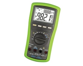 Nærbillede af Elma BM 821 multimeter med alle funktioner tydeligt markeret på drejeknap og baggrundsbelyst display.
