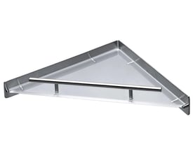Cool Line hjørnehylde i børstet stål med målene 230 x 230 mm, ideel til badeværelset.