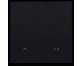 Niko tangent til smart motorbetjening, black coated, med op- og ned-pile symboler og en mat sort finish.