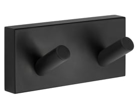 Smedbo House dobbelt krog i mat sort messing, 90 x 40 x 35 mm, designet til ophæng af flere tekstiler.