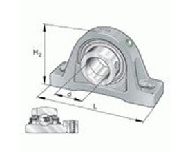 Schaeffler INA RASE40-XL-N spændingslejeenhed af støbejern med dimensioner og monteringsdetaljer vist.
