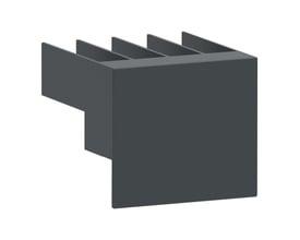 Schneider Electric klemmeafsærmning TPSISO30 i mørkegrå, designet til 32-100A automatsikringer, vist på hvid baggrund.