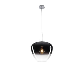 SLV Pantilo Convex 40 pendel med E27 fatning, forkromet glas skærm og sort stofledning.