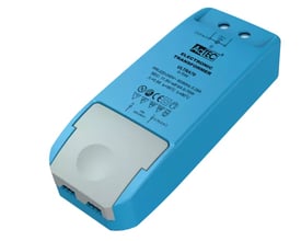 Blå ACTEC 70W 12V LED driver Ultra70, elektronisk transformer til belysning med specifikationer trykt på siden.