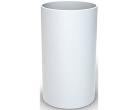 Hvid polykonmuffe til rør med 50 mm diameter, fremstillet af halogenfri polypropylen og tåler 750N.
