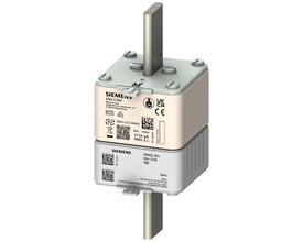 Siemens 3NA COM LV HRC sikring 160A størrelse 2 med grå gribearm og mærkat med tekniske data.