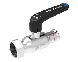 VSH XPress kugleventil med lav spindel, G3/4" omløber og press-kobling DN10 i forzinket messing.