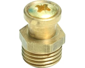 Nærbillede af Milton Megatherm gasprøvestuds i messing, viser 1/4" gevind og studs til nippel samling.