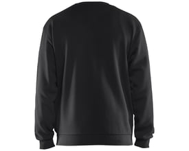 Blåkläder Workwear sweatshirt i sort, størrelse L, vist bagfra med rund hals og lange ærmer på hvid baggrund.