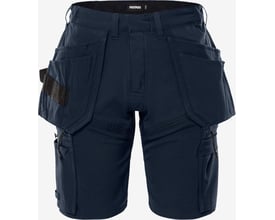 Fristads arbejdershorts LWS 134119 i marineblå, 4-vejs stretch materiale med mange praktiske lommer foran.