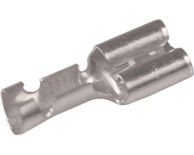 Nærbillede af Elpress uisolerede spademuffe, der viser detaljer på messing/Cu, Cu/Sn materiale til kabeltilslutning.