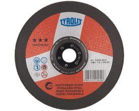 Tyrolit skrubskive A30R-BFX 125x7x22,23mm til rustfrit stål, viser omdrejningshastighed og type.