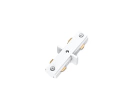 Hvidt Philips EasyLink I-stik til lysskinner, vist skråt oppefra med synlige skruer og metalfarvede kontakter.