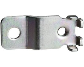 Schneider Electric Thalassa vægbeslag NSYPF27N fremstillet af rustfrit stål med to monteringshuller og clips til fastgørelse.